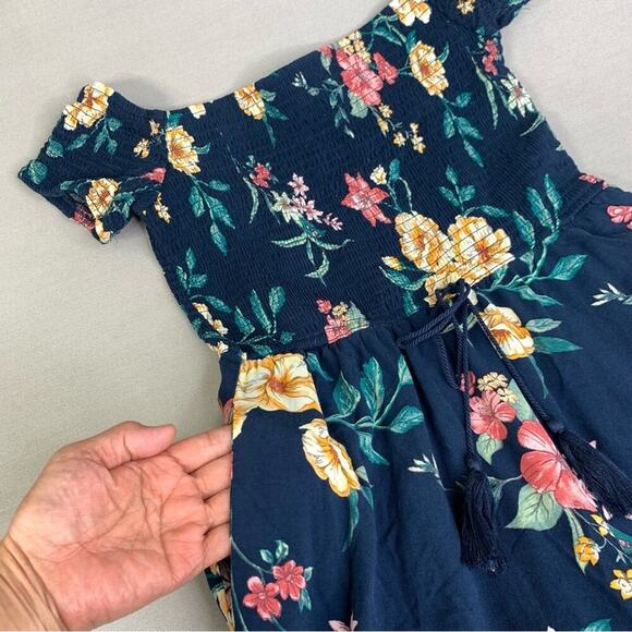 Xhilaration Floral Off Shoulder Wide Leg Smocked Jumpsuit Size S Multicolor - Picture 7 of 15